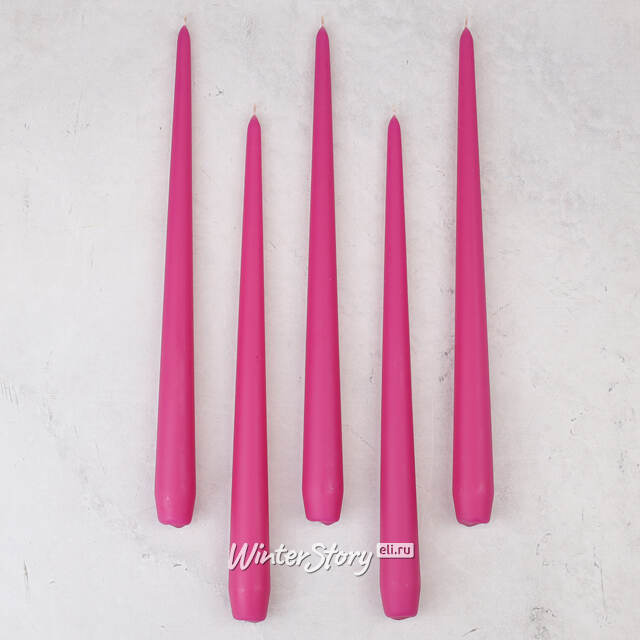 Высокие свечи 30 см Андреа Velvet фуксия, 5 шт Candleslight