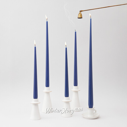 Высокая свеча 50 см Андреа Velvet темно-синяя Winter Decoration