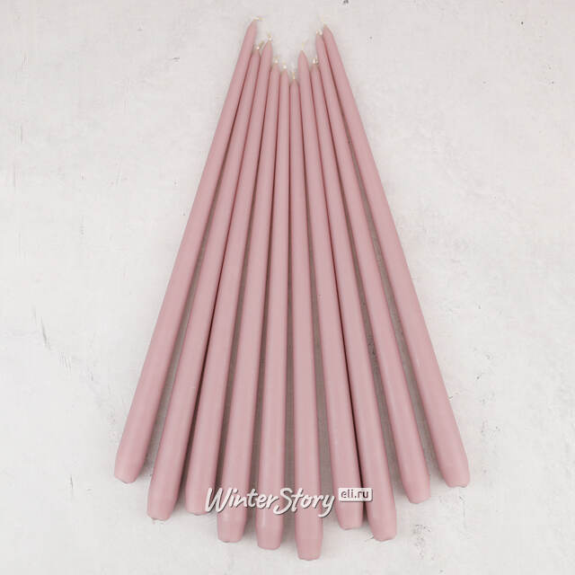 Высокие свечи 40 см Андреа Velvet роза menta, 10 шт Candleslight