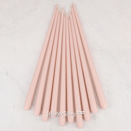 Высокие свечи Андреа Velvet 40 см, 10 шт, розовые пудровые Candleslight