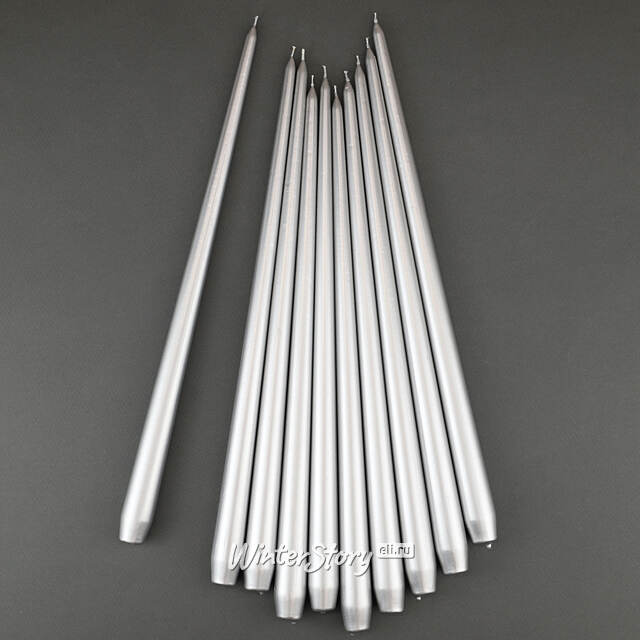 Высокая свеча 40 см Андреа Velvet серебряная Candleslight