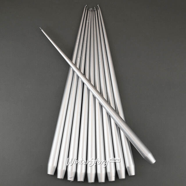 Высокая свеча 50 см Андреа Velvet серебряная Candleslight