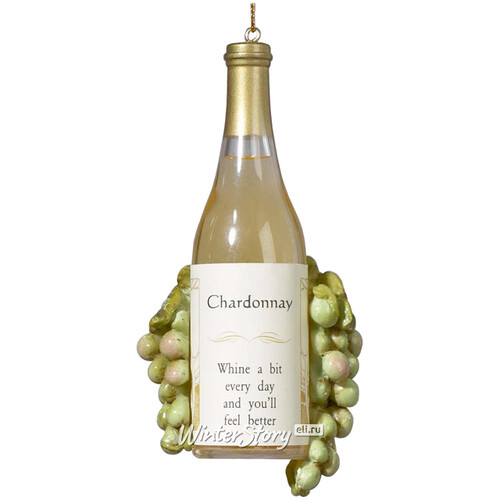 Елочная игрушка Бутылка Вина - Chardonnay 10 см, подвеска Kurts Adler