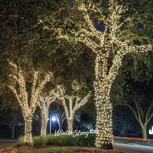 Гирлянды на дерево Клип Лайт Quality Light Cap 30 м, 300 теплых белых LED ламп с белым мерцанием, прозрачный ПВХ, IP65 BEAUTY LED