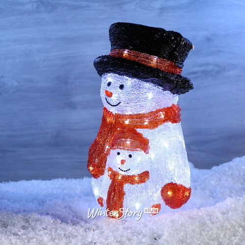 Светодиодная фигура Снеговички 40 см, 120 холодных белых LED, акрил, IP44 Торг Хаус