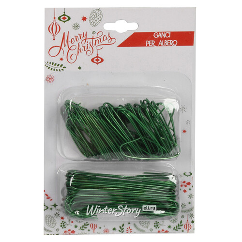 Крючки для елочных игрушек Wellman 4-6 см, 150 шт, зеленые Due Esse Christmas
