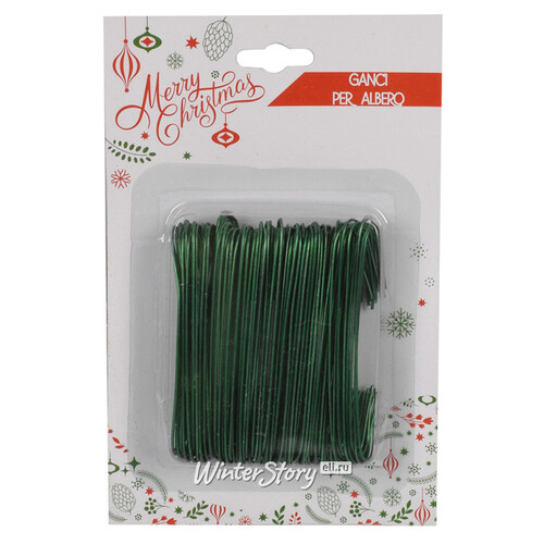 Крючки для елочных игрушек Wellman 6 см, 100 шт, зеленые Due Esse Christmas