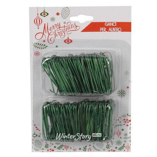 Крючки для елочных игрушек Wellman 4 см, 200 шт, зеленые Due Esse Christmas