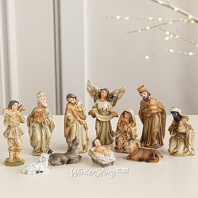 Рождественский вертеп Поклонение Волхвов Младенцу Иисусу 8 см, 11 фигурок Due Esse Christmas