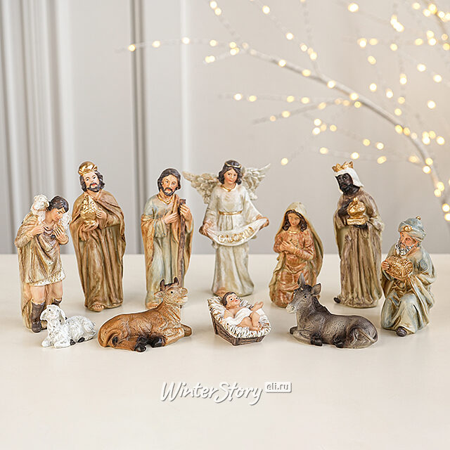 Рождественский вертеп Поклонение Волхвов Младенцу Иисусу 12 см, 11 фигурок Due Esse Christmas