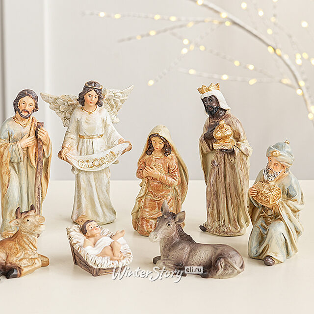 Рождественский вертеп Поклонение Волхвов Младенцу Иисусу 12 см, 11 фигурок Due Esse Christmas