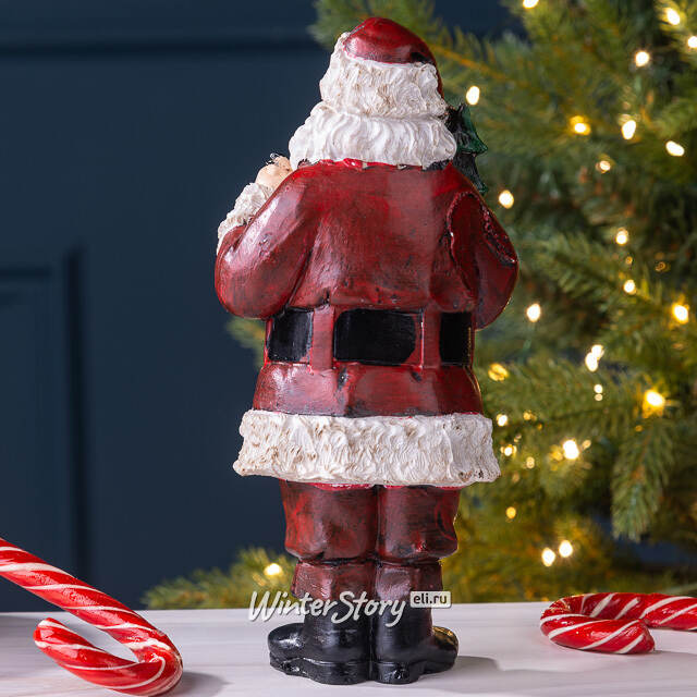 Новогодняя фигурка Санта Клаус с фонариком и елочкой 20 см Due Esse Christmas