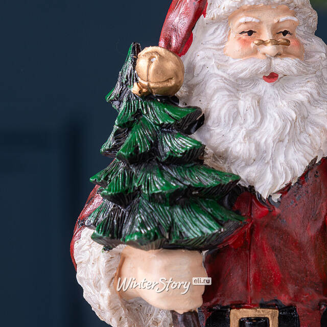 Новогодняя фигурка Санта Клаус с фонариком и елочкой 20 см Due Esse Christmas