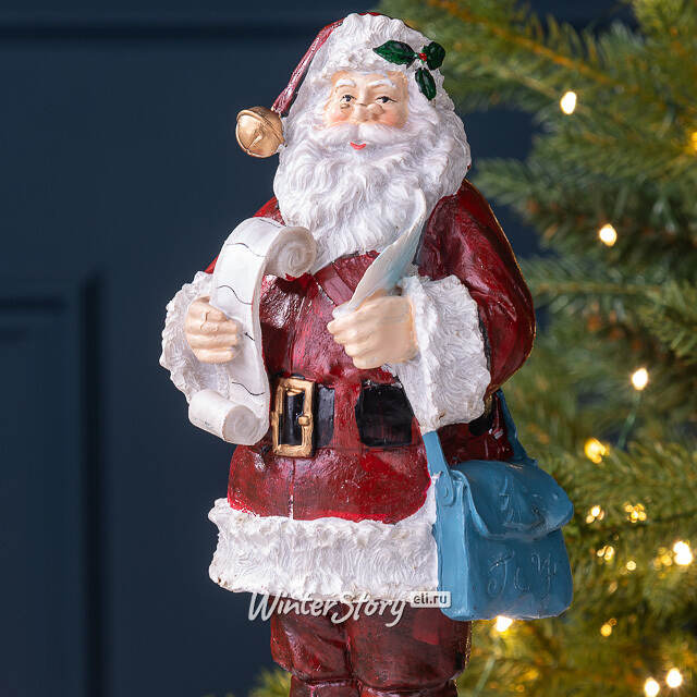 Новогодняя фигурка Санта Клаус со свитком 20 см Due Esse Christmas