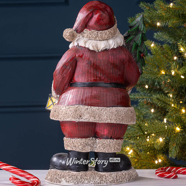 Новогодняя фигурка Санта с елочкой и фонариком 29 см Due Esse Christmas