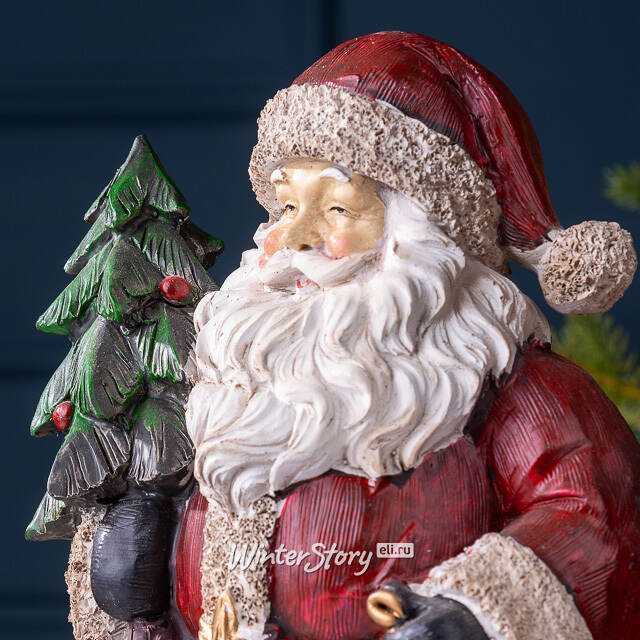 Новогодняя фигурка Санта с елочкой и фонариком 29 см Due Esse Christmas