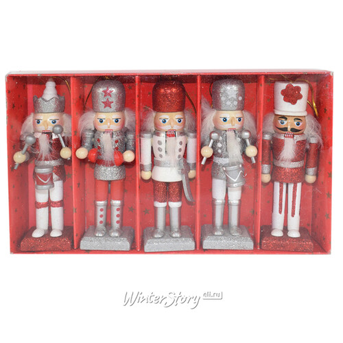 Набор елочных игрушек Щелкунчик - Royal Guard 13 см красный, 5 шт, подвеска  Due Esse Christmas