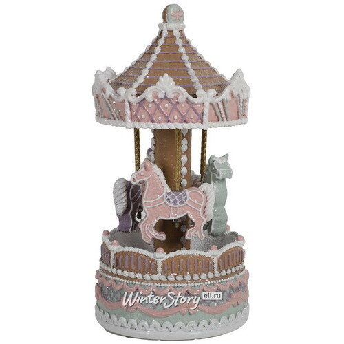 Декоративная фигурка Карусель с лошадками 22 см розовая Due Esse Christmas