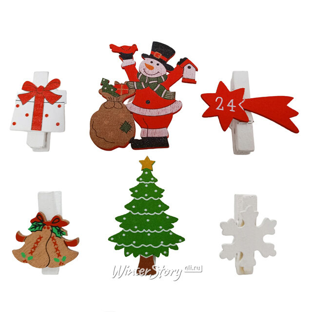 Рождественские прищепки Christmas Time 5 см, 7 шт Due Esse Christmas (Ду Эссе Кристмас)