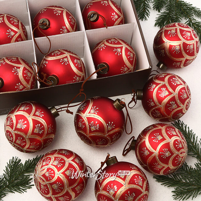 Набор стеклянных шаров Maria Theresa Bordo 10 см, 9 шт Due Esse Christmas