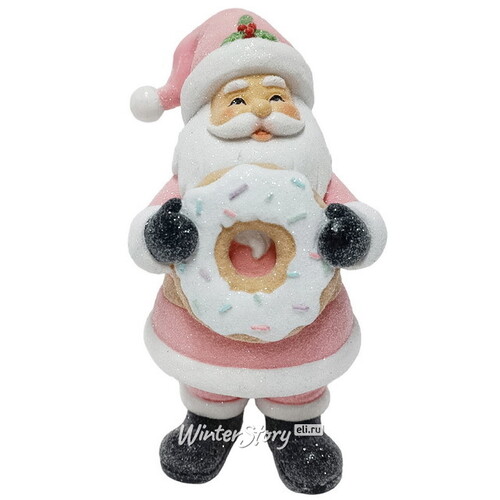 Новогодняя фигурка Санта Клаус в розовой шубке 20 см Due Esse Christmas