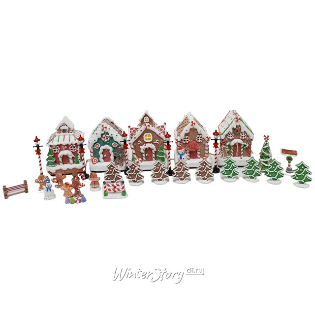 Светящаяся композиция Деревушка - Gingerbread Man Town, 30 предметов, на батарейках Due Esse Christmas