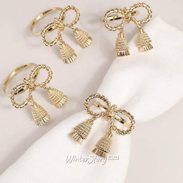 Кольца для салфеток Golden Fiocco 5 см, 4 шт Due Esse Christmas (Ду Эссе Кристмас)