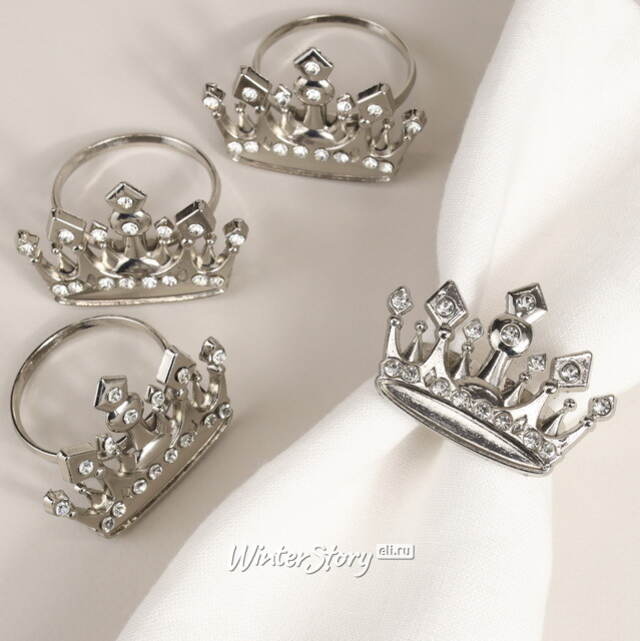 Кольца для салфеток Silver Crown 5 см, 4 шт Due Esse Christmas