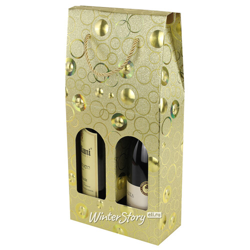 Подарочный пакет-коробка для бутылок Барнелли 38*19 см золотой Due Esse Christmas