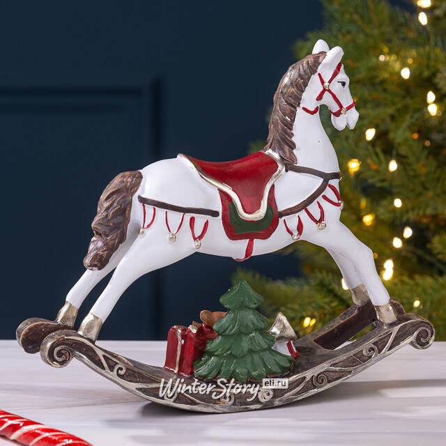 Декоративная фигурка Лошадка-качалка Либерти с подарками 20 см Due Esse Christmas (Ду Эссе Кристмас)