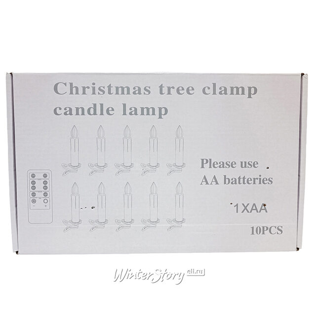 Светодиодные свечи на прищепках Benevento  10 см красные на пульте, 10 шт, на клипсе, таймер, на батарейках Due Esse Christmas