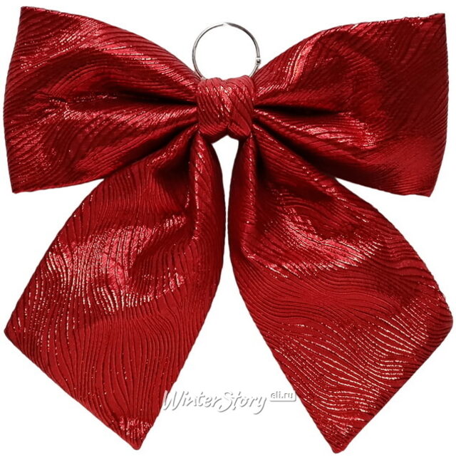 Бант на елку Ondulato Striscia 37*34 см красный Due Esse Christmas