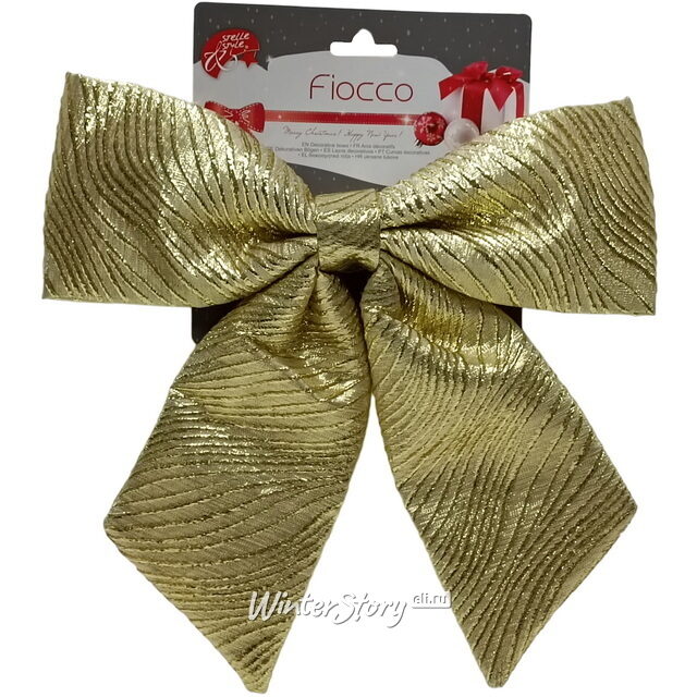 Бант на елку Ondulato Striscia 28*28 см золотой Due Esse Christmas