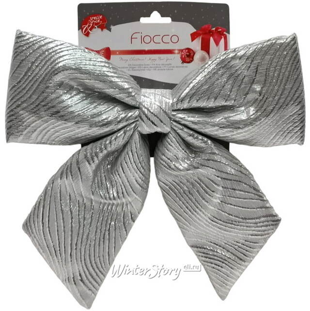 Бант на елку Ondulato Striscia 28*28 см серебряный Due Esse Christmas