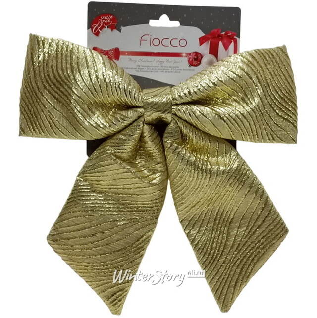 Бант для декора Ondulato Striscia 25*22 см золотой Due Esse Christmas