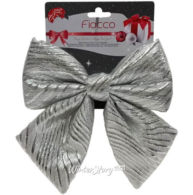 Бант на елку Ondulato Striscia 17*16 см серебряный Due Esse Christmas