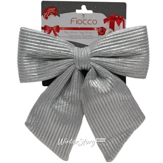 Бант для декора Lucido Striscia 25*22 см серебряный Due Esse Christmas