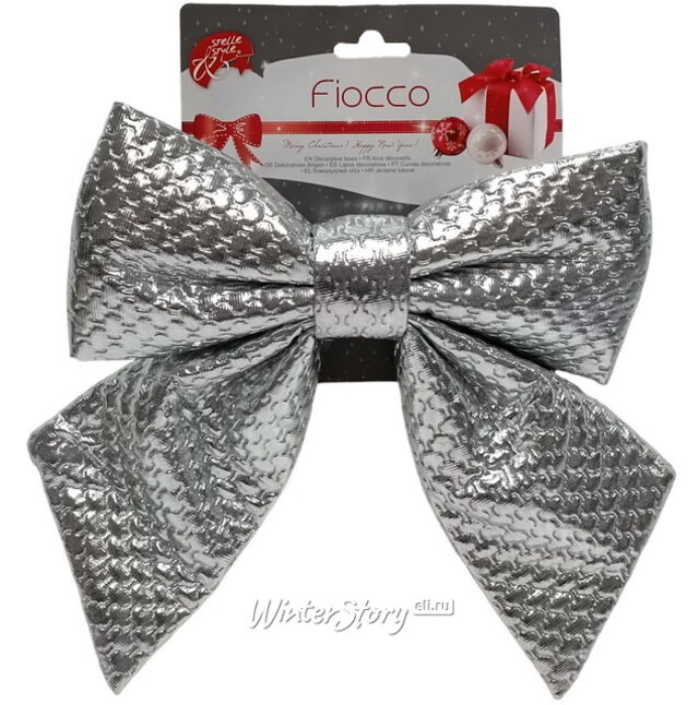 Бант на елку Lucido Bolle 25*22 см серебряный Due Esse Christmas