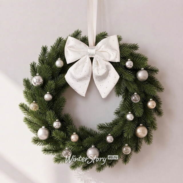 Бант на елку Ледяные Искры 17*16 см белый Due Esse Christmas (Ду Эссе Кристмас)