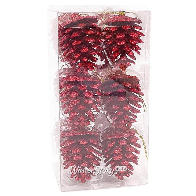 Елочные игрушки Шишки - Montello 5 см красные, 12 шт Due Esse Christmas (Ду Эссе Кристмас)