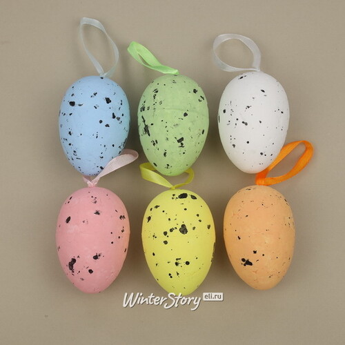 Пасхальные украшения Яйца: Easter Rainbow 6 см, 6 шт, подвеска Due Esse Christmas