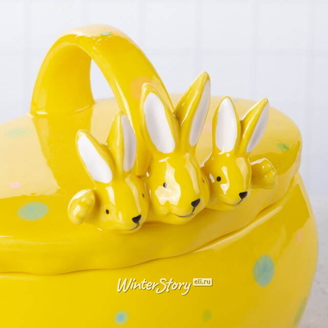 Конфетница Дружелюбные Кролики 17*15 см желтая Due Esse Christmas (Ду Эссе Кристмас)