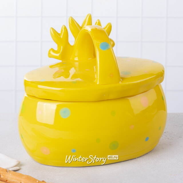 Конфетница Дружелюбные Кролики 17*15 см желтая Due Esse Christmas (Ду Эссе Кристмас)