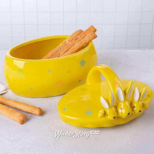 Конфетница Дружелюбные Кролики 17*15 см желтая Due Esse Christmas (Ду Эссе Кристмас)