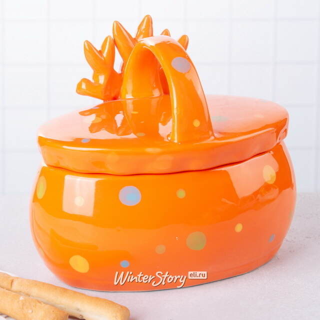 Конфетница Дружелюбные Кролики 17*15 см оранжевая Due Esse Christmas (Ду Эссе Кристмас)