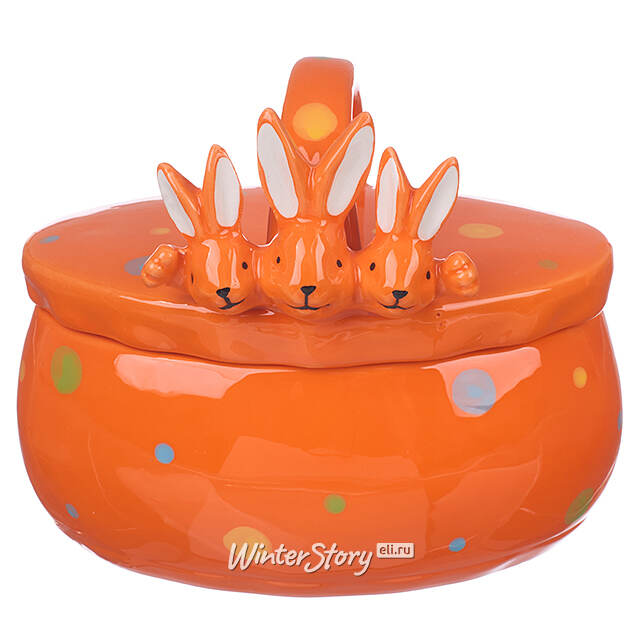 Конфетница Дружелюбные Кролики 17*15 см оранжевая Due Esse Christmas (Ду Эссе Кристмас)