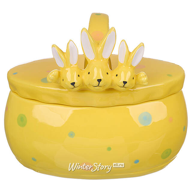 Конфетница Дружелюбные Кролики 17*15 см желтая Due Esse Christmas (Ду Эссе Кристмас)