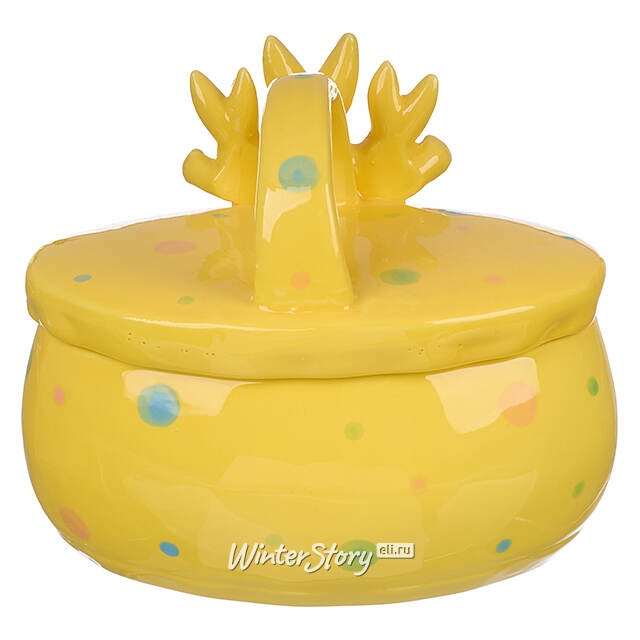 Конфетница Дружелюбные Кролики 17*15 см желтая Due Esse Christmas (Ду Эссе Кристмас)