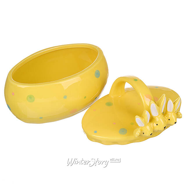 Конфетница Дружелюбные Кролики 17*15 см желтая Due Esse Christmas (Ду Эссе Кристмас)