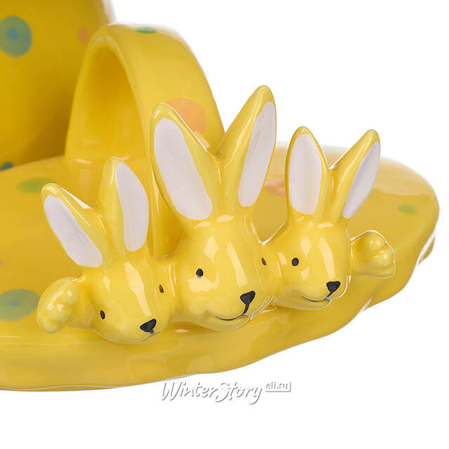 Конфетница Дружелюбные Кролики 17*15 см желтая Due Esse Christmas (Ду Эссе Кристмас)